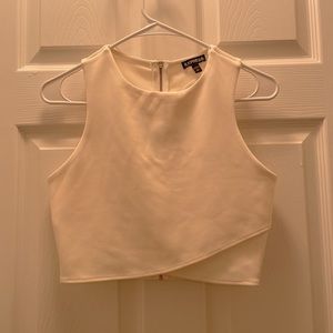 EXPRESS White Crop Top with Full Length Zipper in Back